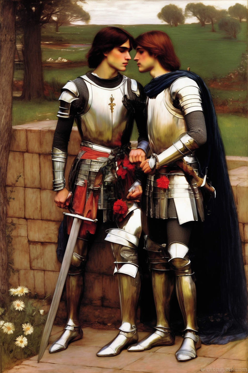 00475-3861365698-John William Waterhouse Style - John William Waterhouse Romantic handsome knights gay.png